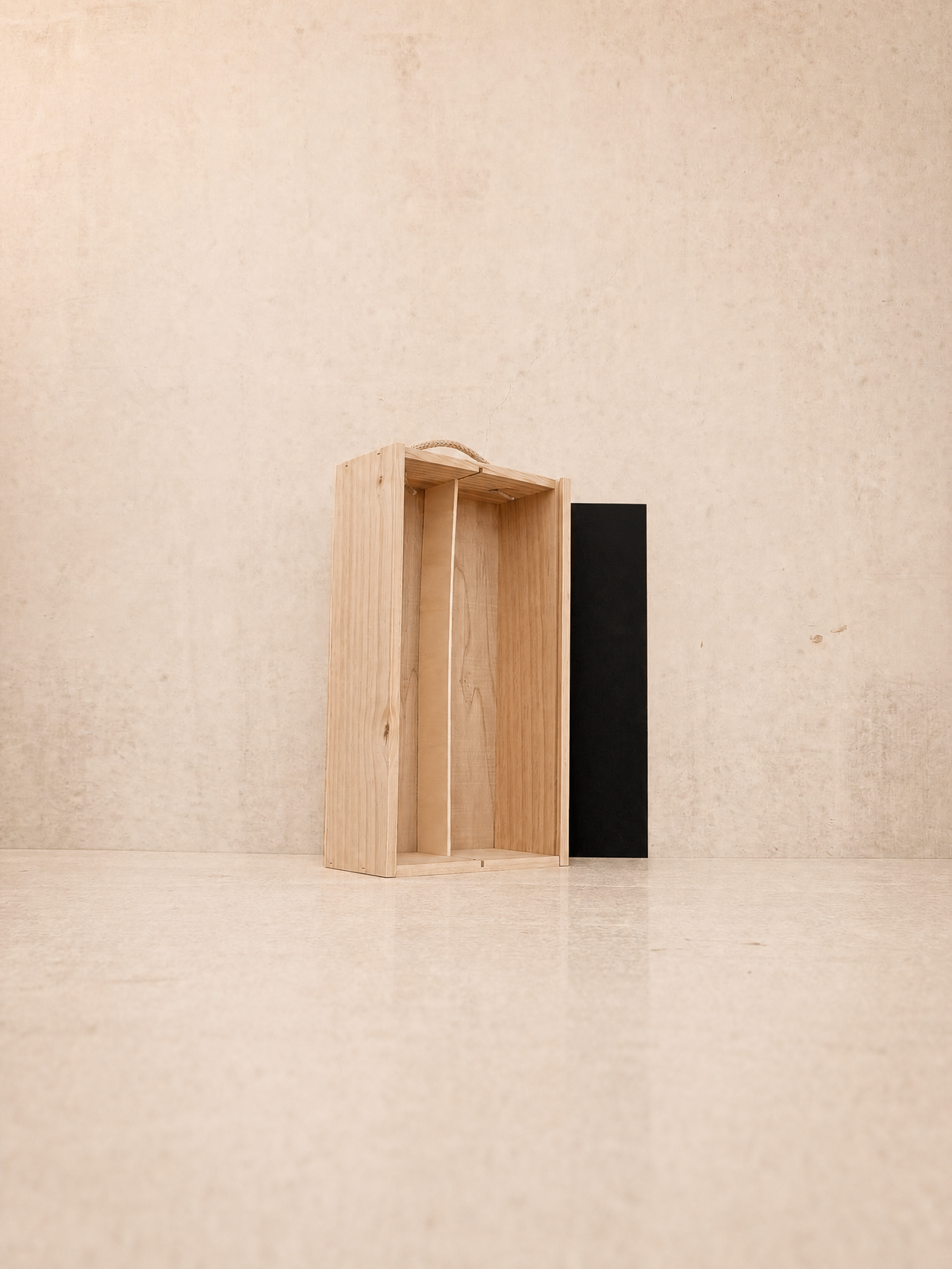 Caja grapada 2 botellas con tapa negra — 3