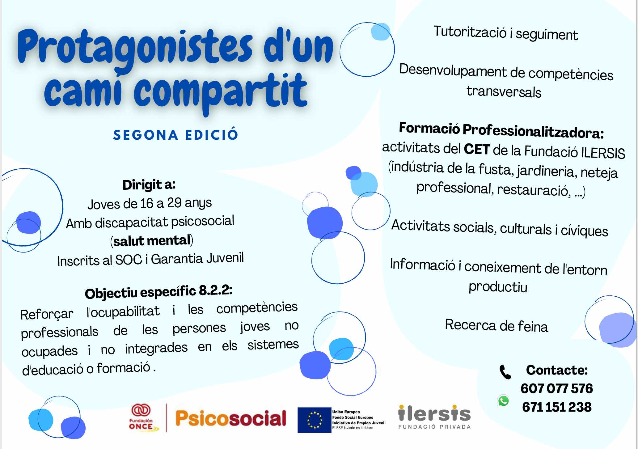 El projecte de reforç de l’ocupabilitat amb joves amb discapacitat psicosocial encara disposa de places lliures